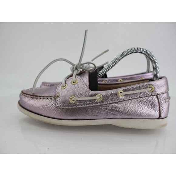 Sebago Seashell Two Eye Loafer Womens 8.5M Pink Metallic Comfort Moc Toe Flat - Picture 4 of 13